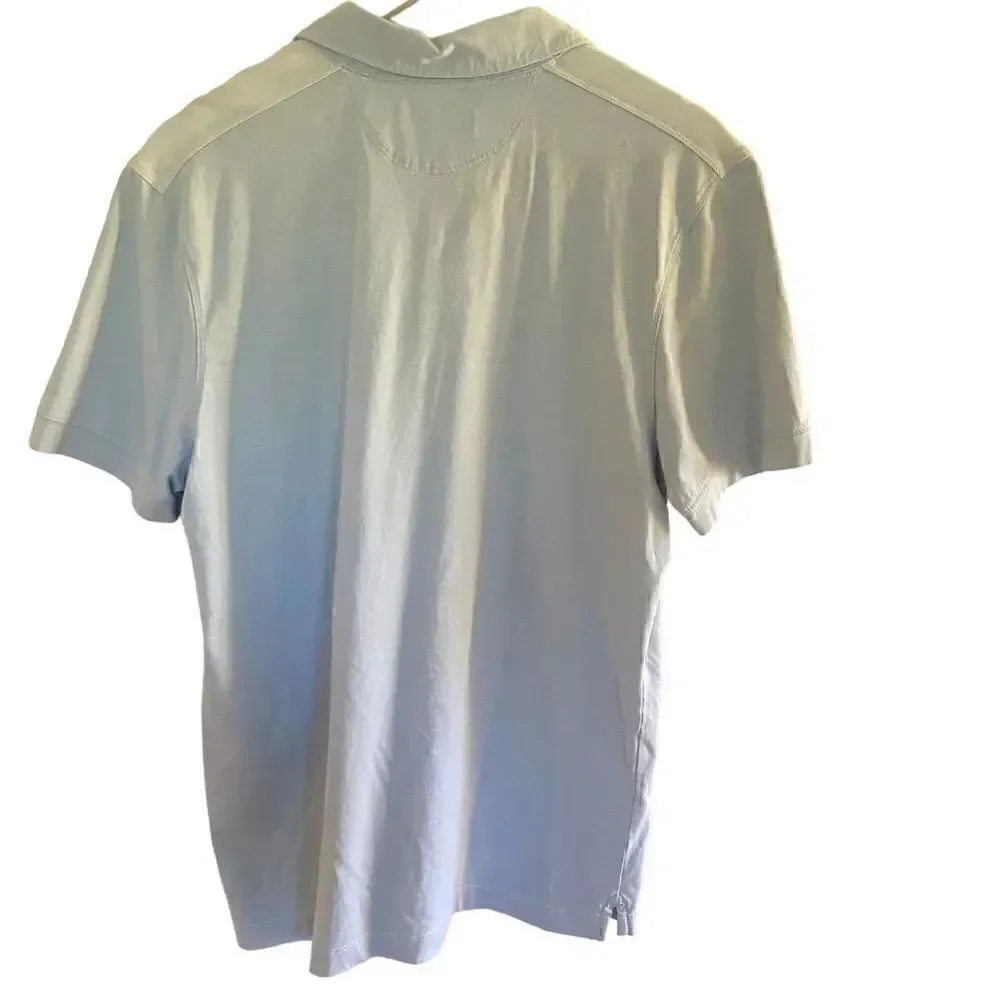 Banana Republic fitted Pima polo collared short sleeve dress shirt large blue